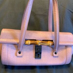 Gucci Pink Bamboo Barrel Textured satchel